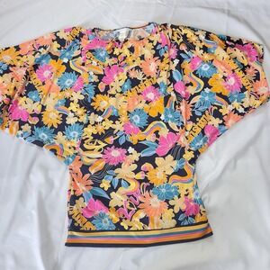 Sunshine 79 Floral Swim Dress Size S Cover Up Colorful Vibrant Beach Resort Wear